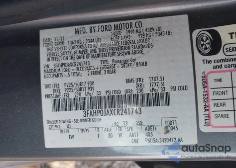 2012 Ford Fusion Sel from USA, damaged, VIN 3FAHP0JAXCR241743